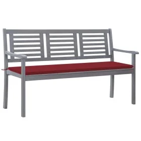 3-seater eucalyptus wood garden bench in gray with cushion, 150 cm by , garden benches - Ref: Foro24-3061059, Price: 229,14 €...