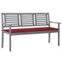 Banco de jardín 3 plazas madera eucalipto gris y cojín 150 cm de , Bancos de jardín - Ref: Foro24-3061059, Precio: 229,14 €, ...