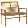 Solid teak wood garden bench with grey cushion 112 cm by , garden benches - Ref: Foro24-3062650, Price: 150,83 €, Discount: %