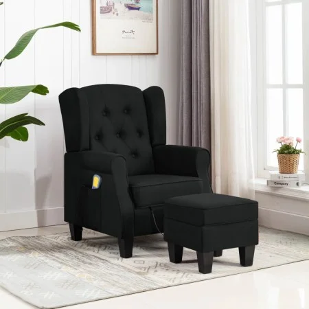 Sillón de masaje con reposapiés tela negro de vidaXL, Sillones de masaje eléctricos - Ref: Foro24-320163, Precio: 270,75 €, D...