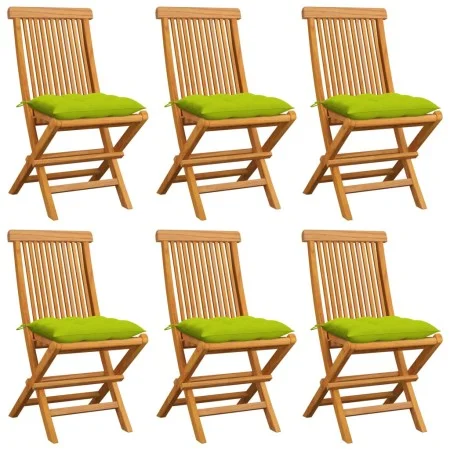 Garden chairs 6 units bright green cushions teak wood by , Garden chairs - Ref: Foro24-3065616, Price: 385,76 €, Discount: %