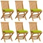 Garden chairs 6 units bright green cushions teak wood by , Garden chairs - Ref: Foro24-3065616, Price: 385,76 €, Discount: %