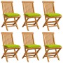 Gartenstühle 6 Stück mit leuchtend grünen Kissen aus Teakholz von , Gartenstühle - Ref: Foro24-3065616, Preis: 391,48 €, Raba...