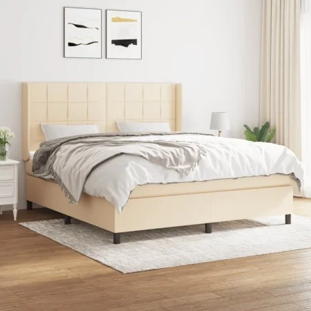 Box spring bed with cream-colored fabric mattress 180x200 cm by , Beds and slatted bases - Ref: Foro24-3131454, Price: 624,89...