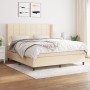 Cama box spring con colchón tela color crema 180x200 cm de , Camas y somieres - Ref: Foro24-3131454, Precio: 644,39 €, Descue...