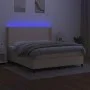 Box spring bed with mattress and LED lights, cream fabric, 180x200 cm. by , Beds and slatted bases - Ref: Foro24-3138178, Pri...