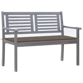 Zweierbank aus grauem Eukalyptusholz und Kissen, 120 cm. von , Gartenbänke - Ref: Foro24-3061031, Preis: 191,57 €, Rabatt: %
