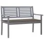 Banco de jardín 2 plazas madera eucalipto gris y cojín 120 cm de , Bancos de jardín - Ref: Foro24-3061031, Precio: 191,57 €, ...