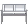 Zweierbank aus grauem Eukalyptusholz und Kissen, 120 cm. von , Gartenbänke - Ref: Foro24-3061031, Preis: 191,57 €, Rabatt: %