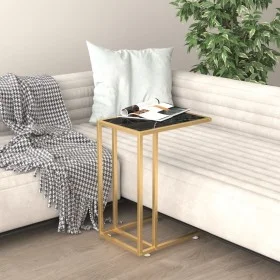 Small computer table with transparent black glass and marble, 50x35x65cm. by , Side tables - Ref: Foro24-331647, Price: 46,55...