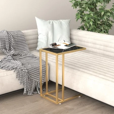 Small computer table with transparent black glass and marble, 50x35x65cm. by , Side tables - Ref: Foro24-331647, Price: 46,55...