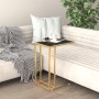Small computer table with transparent black glass and marble, 50x35x65cm. by , Side tables - Ref: Foro24-331647, Price: 47,50...