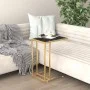 Small computer table with transparent black glass and marble, 50x35x65cm. by , Side tables - Ref: Foro24-331647, Price: 46,55...