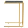 Small computer table with transparent black glass and marble, 50x35x65cm. by , Side tables - Ref: Foro24-331647, Price: 47,50...