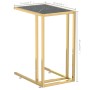 Small computer table with transparent black glass and marble, 50x35x65cm. by , Side tables - Ref: Foro24-331647, Price: 47,50...