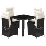 Set de muebles jardín 5 pzas con cojines ratán sintético negro de , Conjuntos de jardín - Ref: Foro24-3213059, Precio: 528,92...