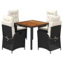 Set de muebles jardín 5 pzas con cojines ratán sintético negro by , Garden sets - Ref: Foro24-3213086, Price: 559,95 €, Disco...