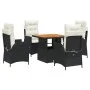 Set de muebles jardín 5 pzas con cojines ratán sintético negro de , Conjuntos de jardín - Ref: Foro24-3277434, Precio: 576,48...