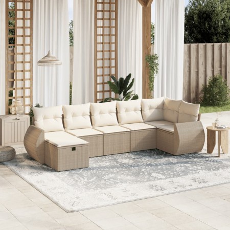 Set sofás de jardín 7 piezas y cojines ratán sintético beige by , Garden sets - Ref: Foro24-3264124, Price: 497,19 €, Discoun...