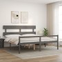 Cama de matrimonio personas mayores cabecero madera maciza gris