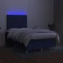 Box spring bed with mattress and LED lights blue fabric 120x190 cm by , Beds and slatted bases - Ref: Foro24-3270273, Price: ...