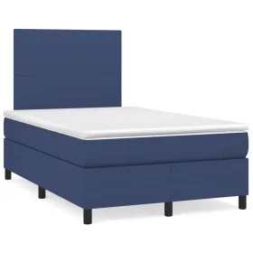 Box spring bed with blue fabric mattress 120x190 cm by , Beds and slatted bases - Ref: Foro24-3269873, Price: 386,62 €, Disco...
