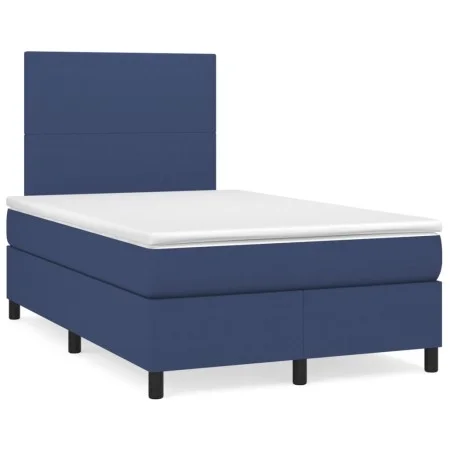Box spring bed with blue fabric mattress 120x190 cm by , Beds and slatted bases - Ref: Foro24-3269873, Price: 386,62 €, Disco...