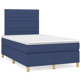 Box spring bed with blue fabric mattress 120x190 cm by , Beds and slatted bases - Ref: Foro24-3269943, Price: 398,11 €, Disco...