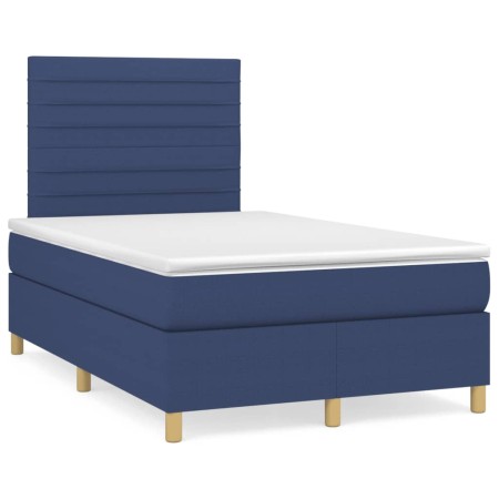 Cama box spring con colchón tela azul 120x190 cm de , Camas y somieres - Ref: Foro24-3269943, Precio: 387,67 €, Descuento: %