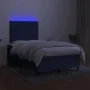 Box spring bed with mattress and LED lights blue fabric 120x190 cm by , Beds and slatted bases - Ref: Foro24-3270210, Price: ...