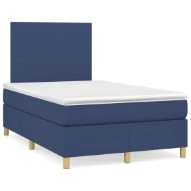 Box spring bed with blue fabric mattress 120x190 cm by , Beds and slatted bases - Ref: Foro24-3269922, Price: 388,43 €, Disco...