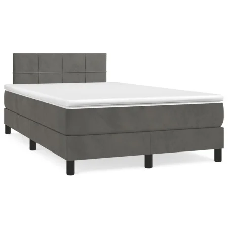 Box spring bed with dark grey velvet mattress 120x190 cm by , Beds and slatted bases - Ref: Foro24-3269838, Price: 401,42 €, ...