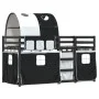 Bunk bed with curtains solid pine wood black and white 90x200 cm by , Beds and slatted bases - Ref: Foro24-3283958, Price: 30...