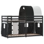 Bunk bed with curtains solid pine wood black and white 90x200 cm by , Beds and slatted bases - Ref: Foro24-3283958, Price: 25...