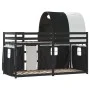 Bunk bed with curtains solid pine wood black and white 90x200 cm by , Beds and slatted bases - Ref: Foro24-3283958, Price: 30...
