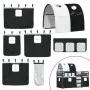 Bunk bed with curtains solid pine wood black and white 90x200 cm by , Beds and slatted bases - Ref: Foro24-3283958, Price: 30...
