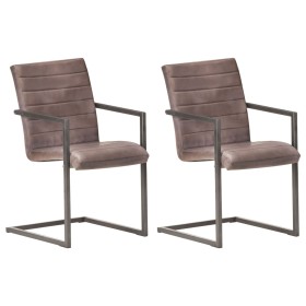 Cantilever dining chairs 2 units brown genuine leather by vidaXL, dining chairs - Ref: Foro24-321841, Price: 284,40 €, Discou...