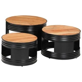 Mesas altas de bar forma tambor 3 uds madera maciza de acacia by , Coffee table - Ref: Foro24-358935, Price: 131,64 €, Discou...