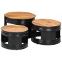 Hohe Barhockertische in Trommelform, 3 Stück Massivholz aus Akazie. von , Couchtisch - Ref: Foro24-358935, Preis: 166,46 €, R...