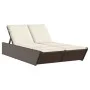 Tumbona doble con cojines ratán sintético marrón by , Loungers - Ref: Foro24-368180, Price: 296,03 €, Discount: %