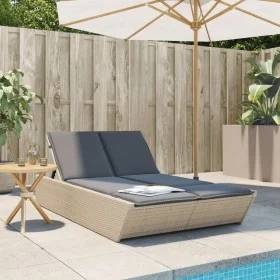 Tumbona doble con cojines ratán sintético beige by , Loungers - Ref: Foro24-368182, Price: 310,21 €, Discount: %