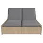 Doppel-Liegestuhl mit beigen Kunststoff-Rattan-Kissen. von , Liegen - Ref: Foro24-368182, Preis: 310,21 €, Rabatt: %