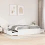 Bed with drawers and mattress solid pine white wood 200x200 cm by , Beds and slatted bases - Ref: Foro24-3281887, Price: 722,...