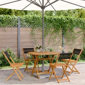Gartenessgruppe 5-teilig aus Polypropylen Massivholz Schwarz von , Gartensets - Ref: Foro24-3281769, Preis: 278,86 €, Rabatt: %