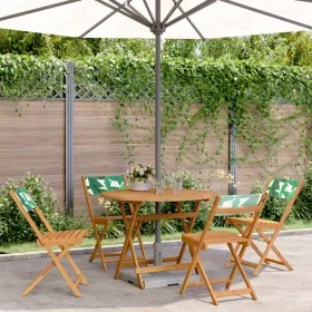 Garten-Essgruppe 5-teilig, Stoff, Massivholz, Blättermuster von , Gartensets - Ref: Foro24-3281776, Preis: 260,94 €, Rabatt: %