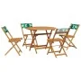 Set de comedor jardín 5 pzas tela madera maciza estampado hojas de , Conjuntos de jardín - Ref: Foro24-3281776, Precio: 255,4...