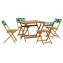 Set de comedor jardín 5 pzas tela madera maciza estampado hojas by , Garden sets - Ref: Foro24-3281788, Price: 265,24 €, Disc...
