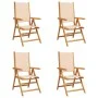 Sillas jardín reclinables 4 uds madera maciza y tela beige de , Sillas de jardín - Ref: Foro24-3214547, Precio: 289,38 €, Des...