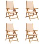 Sillas jardín reclinables 4 uds madera maciza y tela beige by , Garden chairs - Ref: Foro24-3214547, Price: 294,99 €, Discoun...