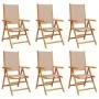 Reclining garden chairs, set of 6, solid wood and taupe fabric by , Garden chairs - Ref: Foro24-3214545, Price: 434,35 €, Dis...